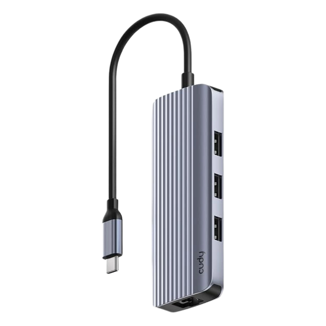 Cudy UH606 Type-C 6in1 HUB with Gigabit Ethernet Port | 3 x USB 3.2 | 1 x HDMI 4K @ 60Hz | 1 x Gigabit Ethernet | 1 x USB – C | 1 x UPstream PD