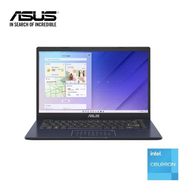 Asus VivoBook 14 E410KA Intel Celeron N4500 – 4GB DDR4 RAM – 64GB EMMc+ 256GB PCIe NVMe SSD – Intel UHD Graphics – 14″ FHD Display - Windows 11 Home – Star Black