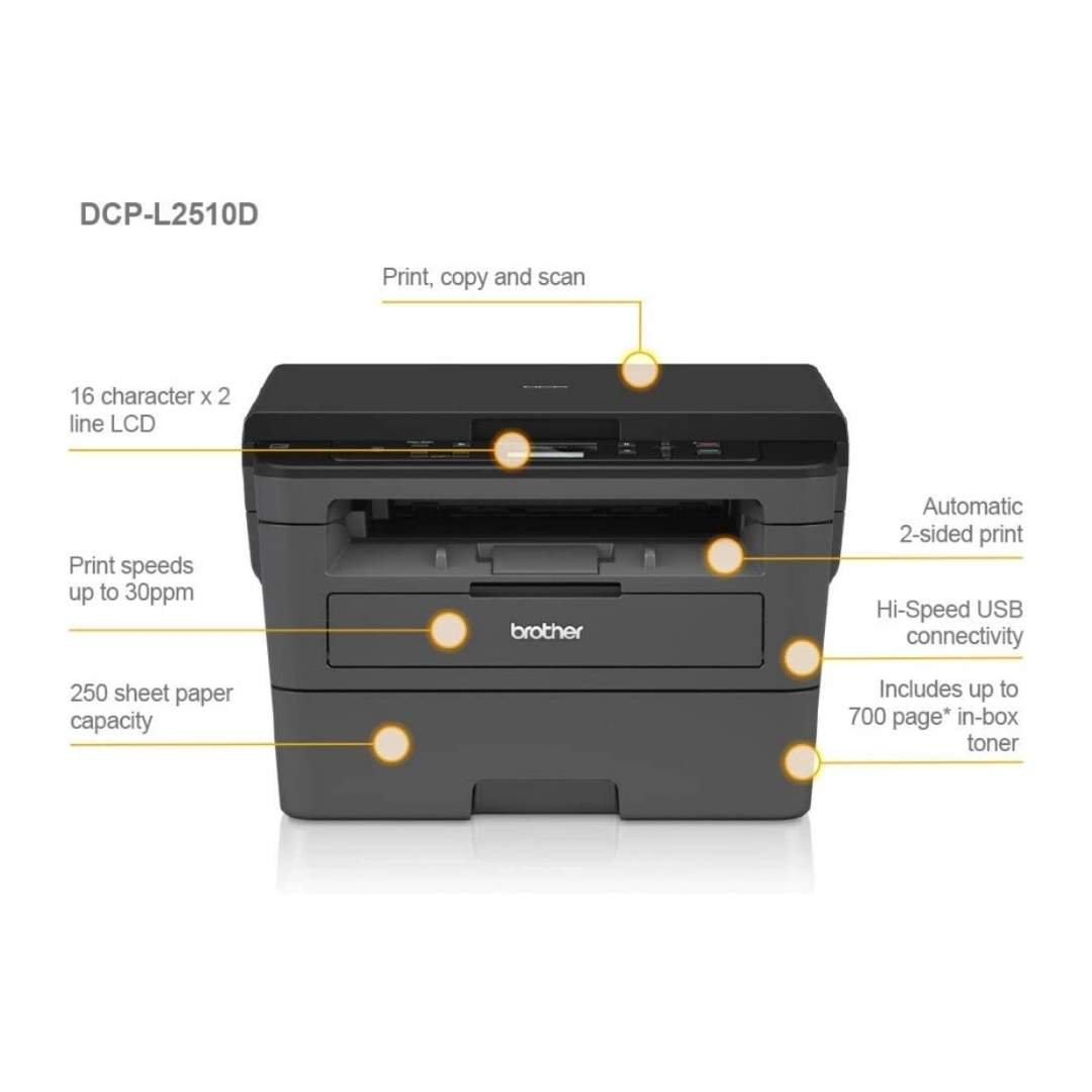 Brother DCP L2510D 3in1 Laser Printer with 2 Sided Printing - Upto 30 PPM 2 Brother DCP L2510D 3in1 2 sided printing laser Printer