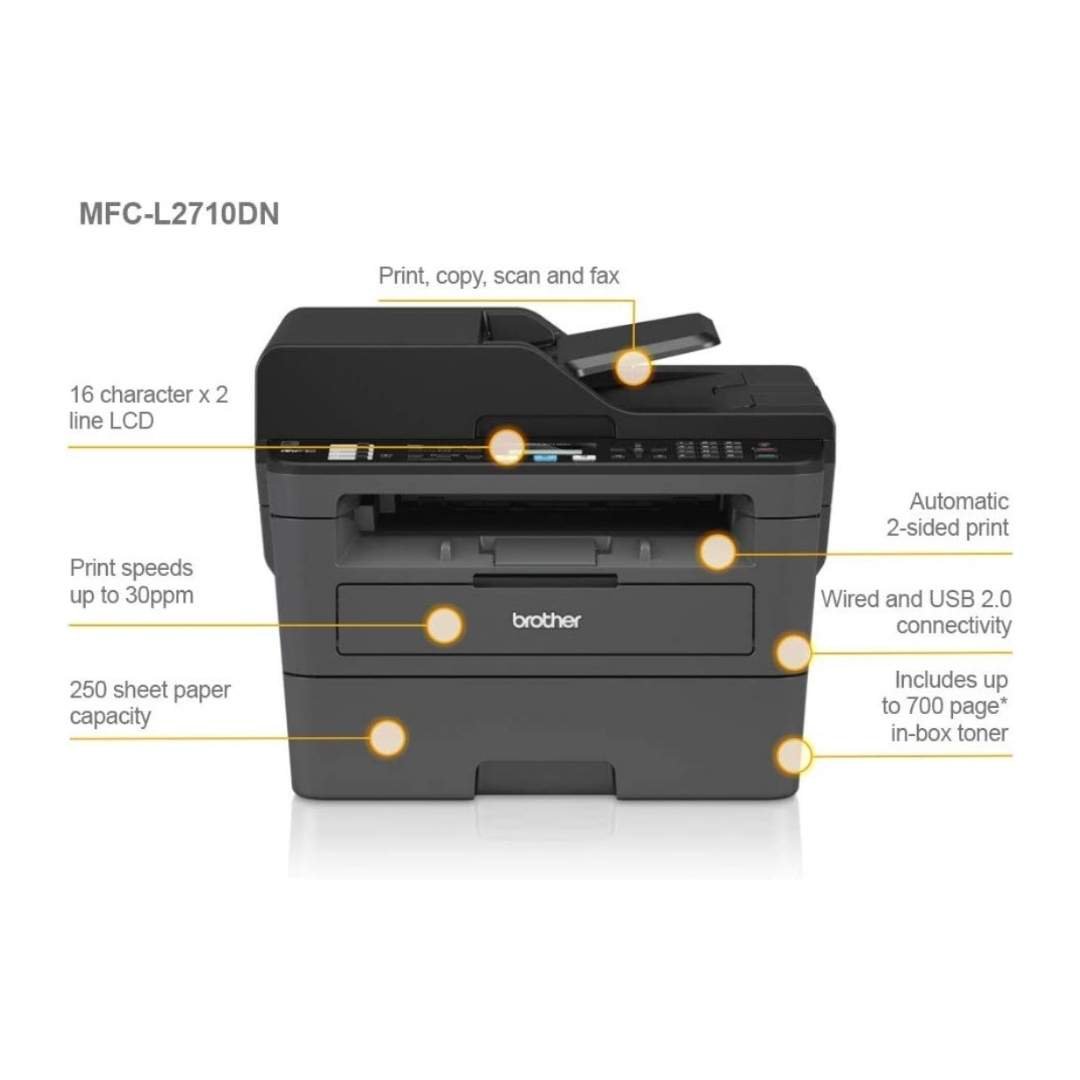Brother MFC - L2710DN 4in1 Laser Printer - USB 2.0 / Network - Automatic 2 Sided Printing 2 Brother MFC - L2710DN 4in1 Laser Printer price nepal
