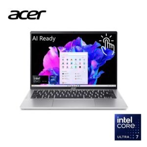 Acer Swift Go 14 AI Powered EVO Intel Core Ultra 7 Processor 155H - 16GB DDR5 RAM - 1TB NVMe Gen 4 SSD - Intel ARC Graphics - 14" ( 1920 x 1200 ) TouchScreen Display - Backlit Keyboard - Fingerprint - Windows 11 Home - Silver