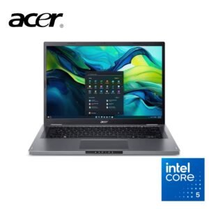 Acer Aspire 14 Intel Core 5 14th Gen 120U – 16GB DDR5 RAM – 512GB NVMe Gen 4 SSD – Intel Integrated Graphics – 14″ FHD Display – Steel Grey