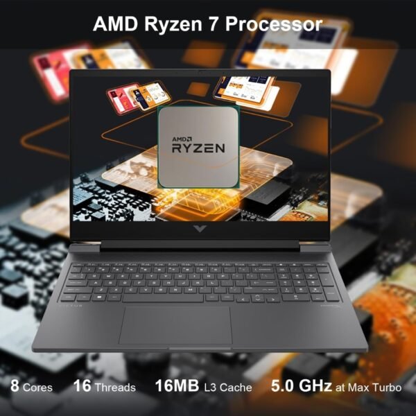 HP Victus 16 AMD Ryzen 7 8845HS RTX 4070 8GB Graphics - 16GB DDR5 RAM - 512GB NVMe SSD - 16.1" FHD 144Hz Display - Windows 11 - Backlit Keyboard - Image 2