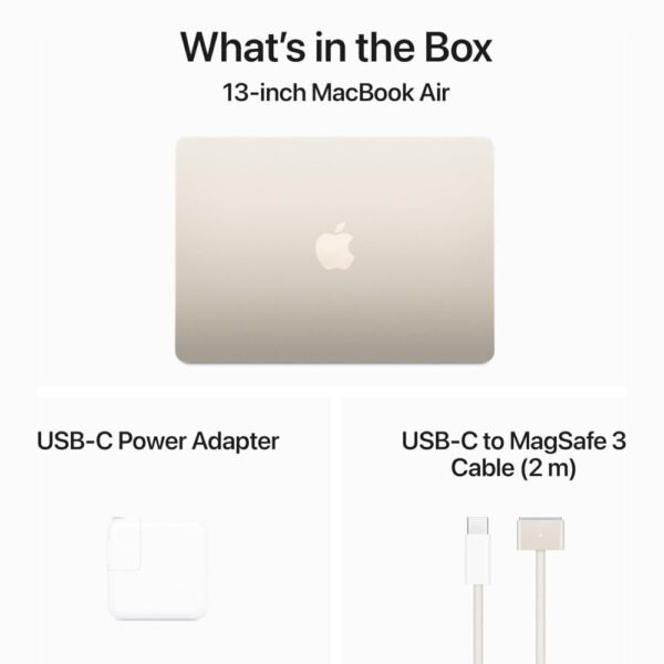 Apple MacBook M2 Air 2022 - Apple M2 Chip - 16GB RAM - 256GB SSD - 13.6" Liquid Retina Display - Starlight - Image 6