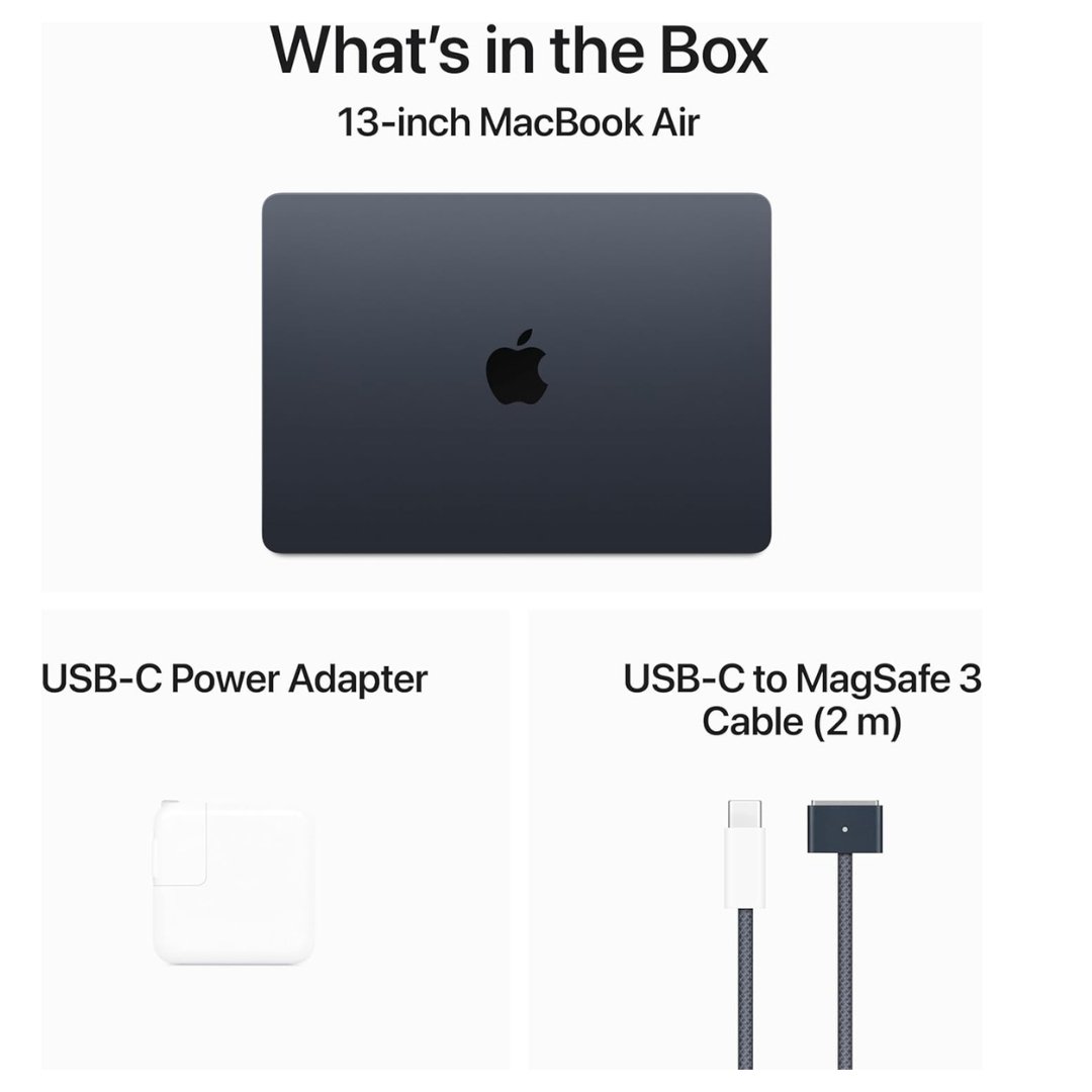 Apple MacBook Air M3 2024 - Apple M3 Chip - 16GB RAM - 256GB SSD - 13.6" Liquid Retina Display - Backlit Keyboard - Touch ID - Midnight - Image 6