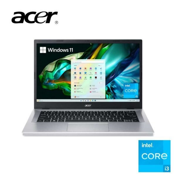 Acer Aspire 3 A314-36P Intel Core i3 N305 13th Gen – 8GB DDR5 RAM – 256GB PCIe NVMe M.2 SSD – Intel UHD Graphics – 14″ FHD Display – Windows 11 Home – Silver