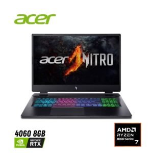 Acer NITRO 16 AN16-43 AMD Ryzen 7 8845HS RTX 4060 8GB Graphics (TGP 140W) – 16GB DDR5 RAM – 512GB NVMe Gen4 SSD – 16″ WUXGA 165Hz 100% SRGB Display – 4 Zone RGB Backlit Keyboard – Obsidian Black
