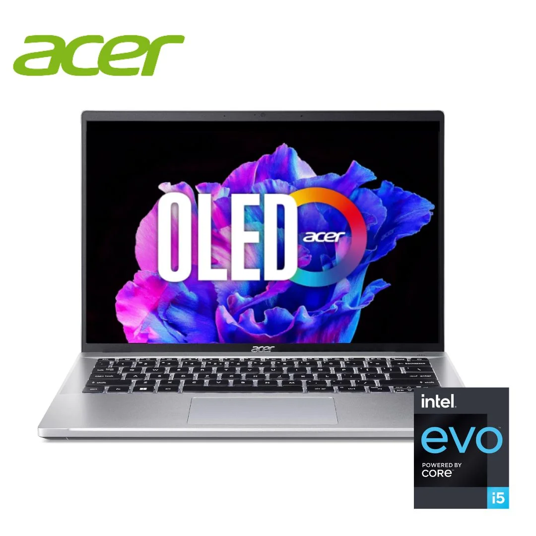 Acer Swift Go 14 - Intel Evo i5 13th Gen 13500H - 16GB DDR5 RAM - 512GB NVMe SSD - Intel Iris Xe Graphics - 14" 2.8K OLED ( 2880 x 1800 ) 400nits Display - Backlit Keyboard - FingerPrint Reader - Silver