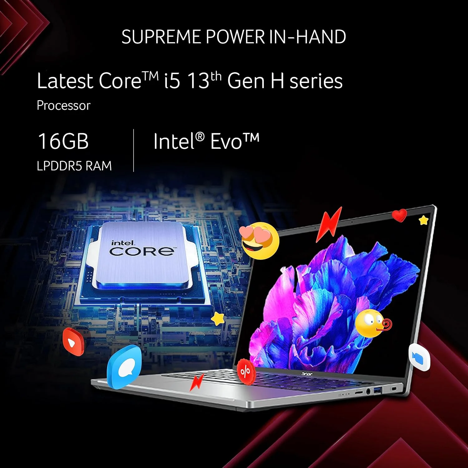 Acer Swift Go 14 - Intel Evo i5 13th Gen 13500H - 16GB DDR5 RAM - 512GB NVMe SSD - Intel Iris Xe Graphics - 14" 2.8K OLED ( 2880 x 1800 ) 400nits Display - Backlit Keyboard - FingerPrint Reader - Silver - Image 3