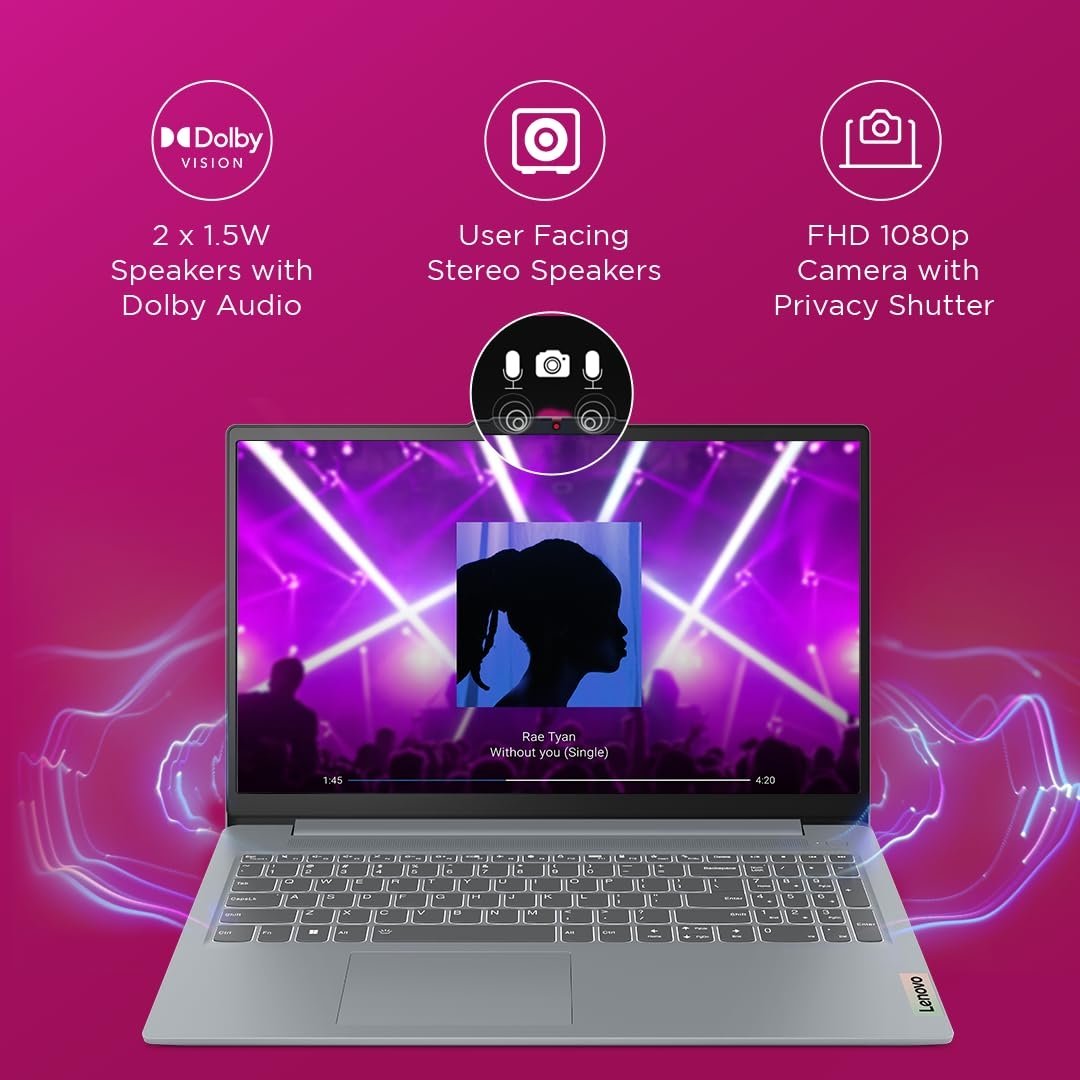 Lenovo Ideapad Slim 3 15IRH8 i7 13th Gen 13620H - 16GB DDR5 RAM - 512GB NVMe SSD - Intel UHD Integrated Graphics - 15.6" FHD IPS Display - Arctic Grey - Image 4