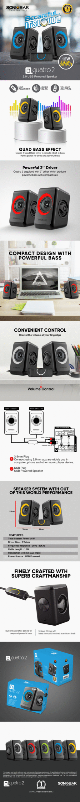 sonicGear quatro2 powerful bass speaker