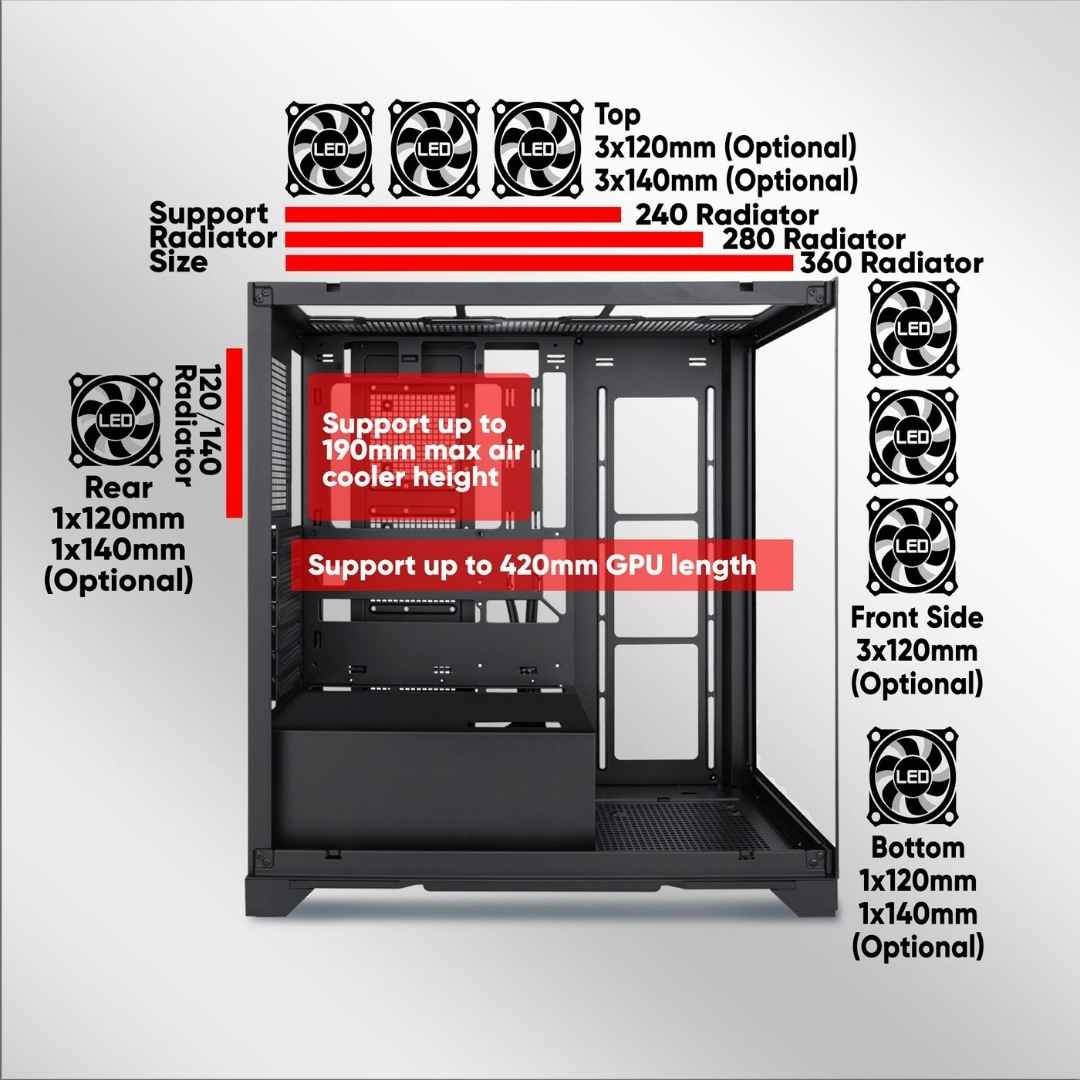 Armaggeddon Aquaron Xtreme E-ATX Gaming PC Case- Ultra Cooling Fish Tank Design 6 Armaggeddon Aquaron Xtreme Chassis