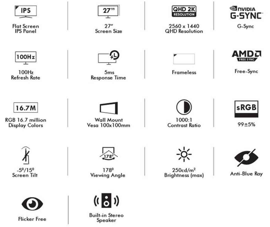 Armaggeddon XF27HD PIXXEL+ Xtreme Gaming Monitor - 27" QHD ( 2560 x 1440 ) Resolution - 100Hz Refresh Rate - Borderless Design 9 Armaggeddon XF27HD PIXXEL+ Xtreme Gaming Monitor in Nepal