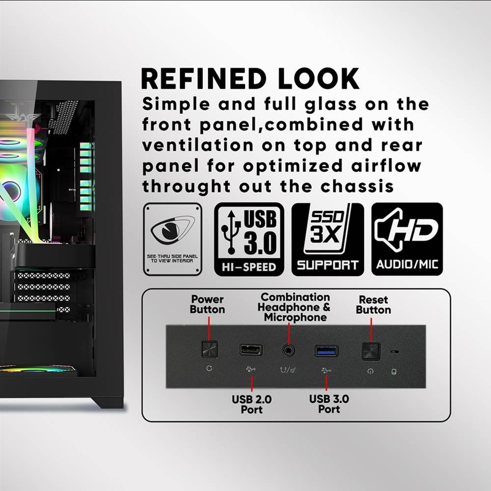 Armaggeddon Aquaron Pro ATX Gaming PC Case - Black 2 Armaggeddon Aquaron Pro Chassis