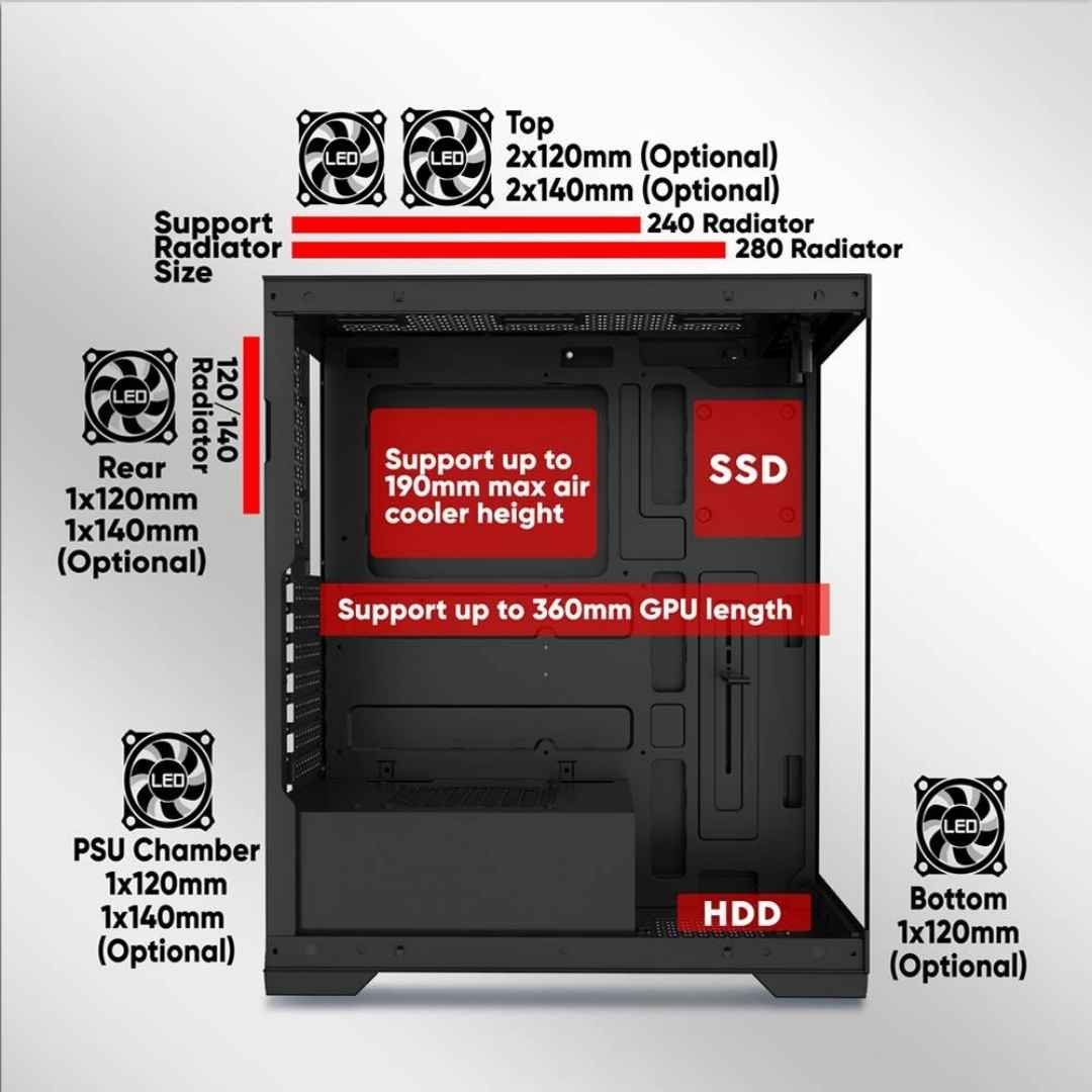 Armaggeddon Aquaron Pro ATX Gaming PC Case - Black 7 Armaggeddon Aquaron Pro Chassis