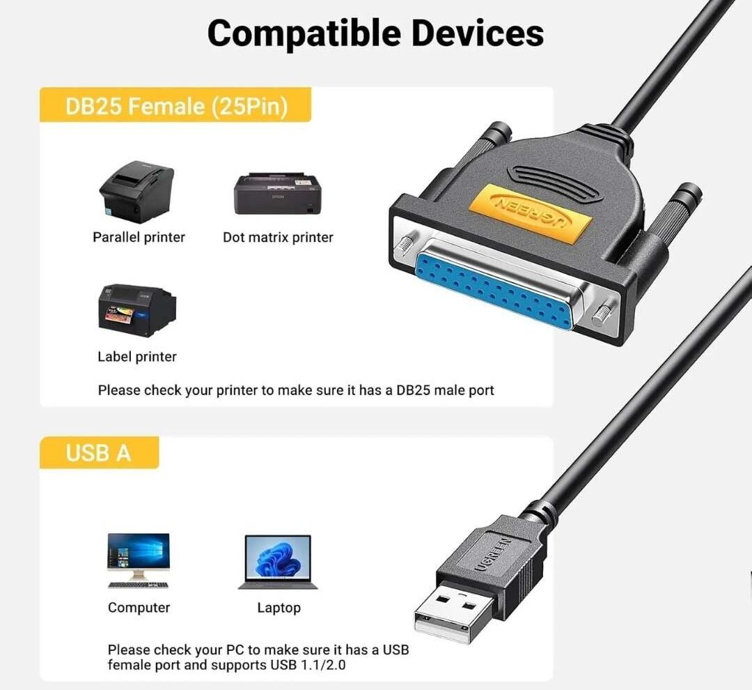 UGREEN 2 Mtr USB 2.0 A To DB25 price in nepal